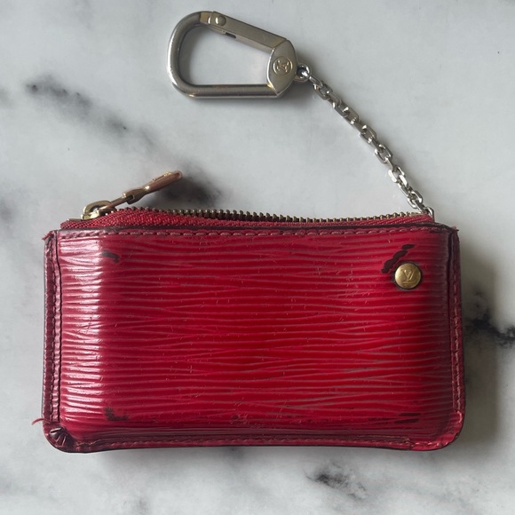 Louis Vuitton 💯 Authentic Red Epi Les Cles Leather Keychain Card Holder - Picture 2 of 9